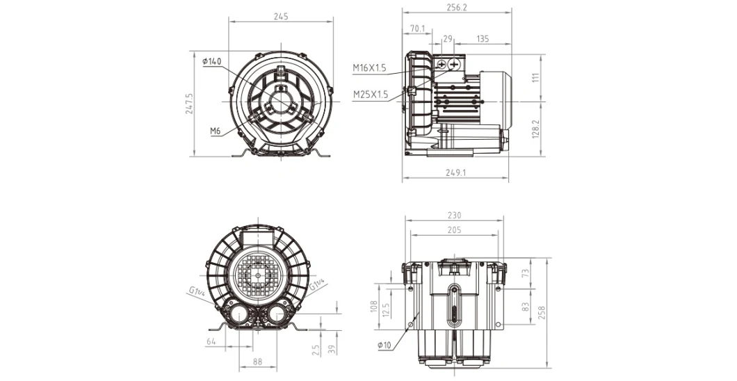 Dereike 7.5kw High Pressure Ring Blower Vacuum Blower for Pneumatic Conveying